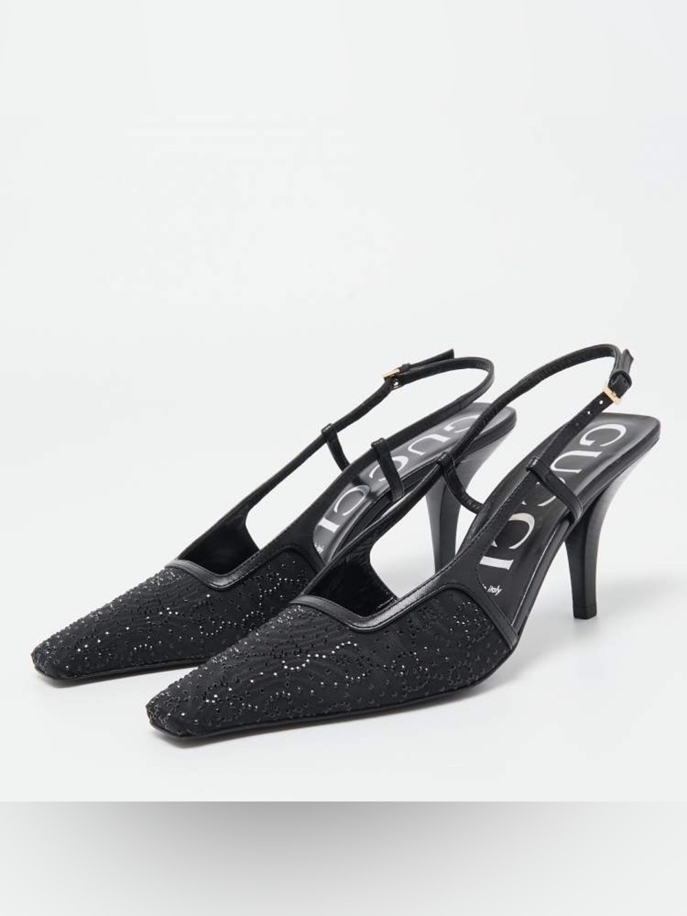 Gucci Crystal GG Slingback Heels